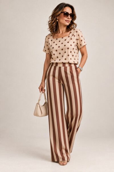 Foto Pantalona Sara + Blusa Chalandri em Crepe Soft