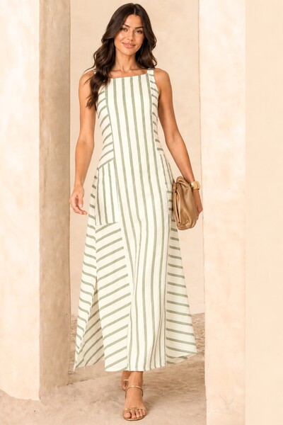 Foto Vestido Listras em Viscolinho