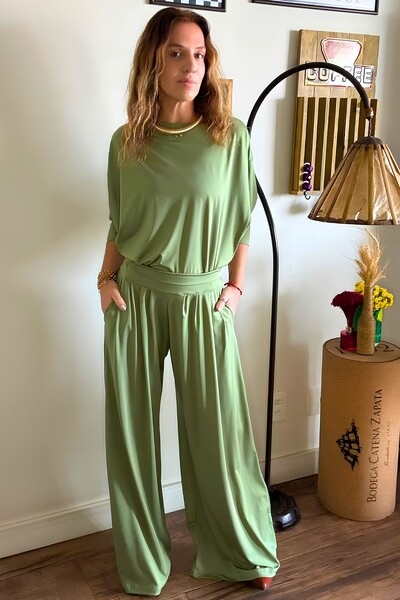 Foto Pantalona Celeste Tecido Fluity