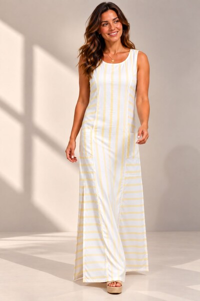 Foto Vestido Listras em Viscolinho
