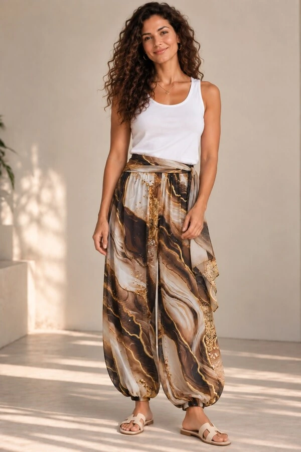Calça aladim Jade em Tule