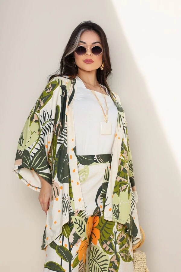Kimono Esmeralda Estampado- Tam. Único