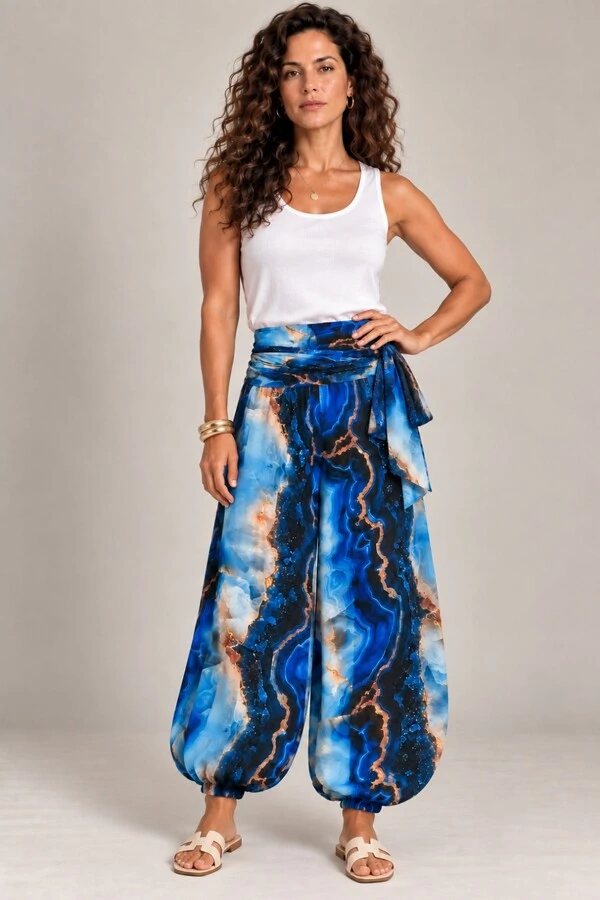 Calça aladim Jade em Tule
