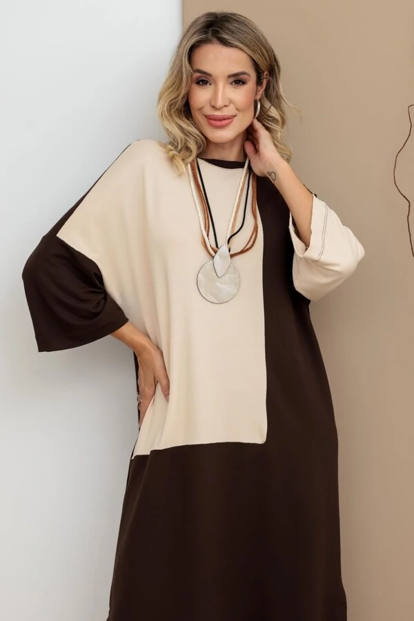 Vestido Bicolor em Moletinho