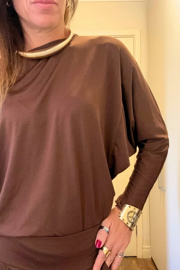 Blusa Morcego Manga Longa em Fluity
