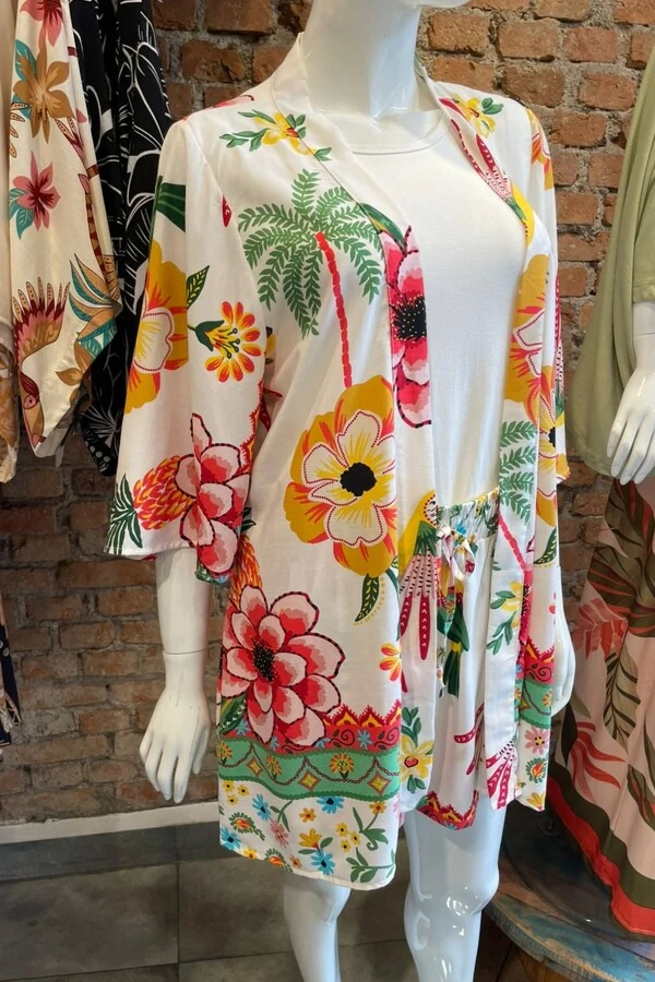 Conjunto Bermuda + Kimono em viscose