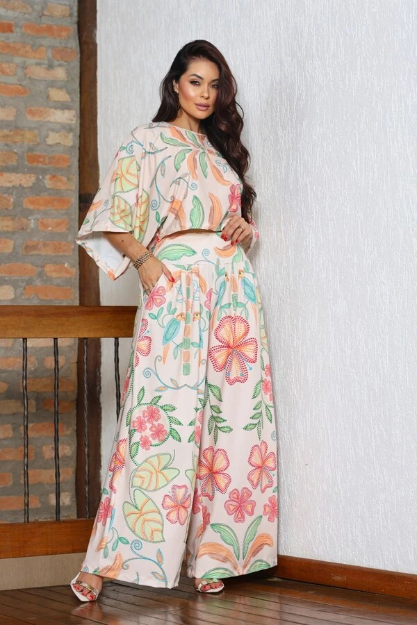 Pantalona Celeste Tecido Fluity