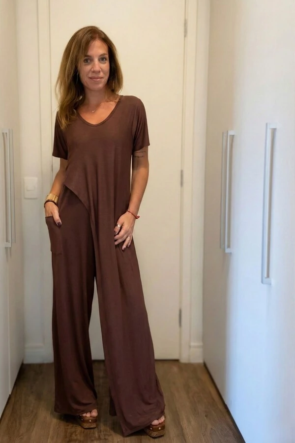 Macacão com Sobreposição Clarice em malha