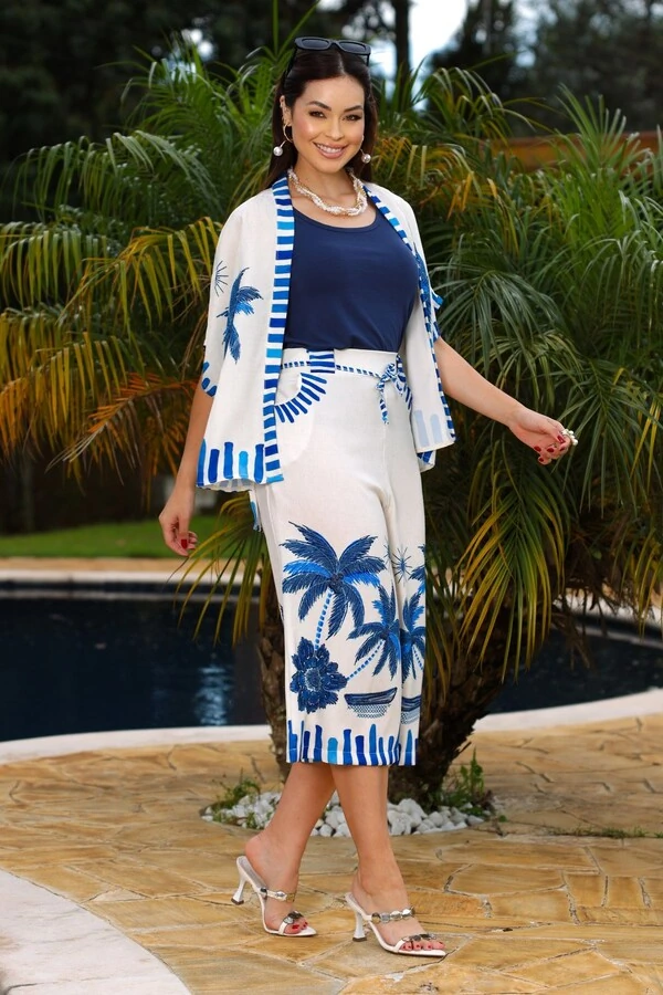 Conjunto Céu e Mar Pantacourt + Kimono VIP