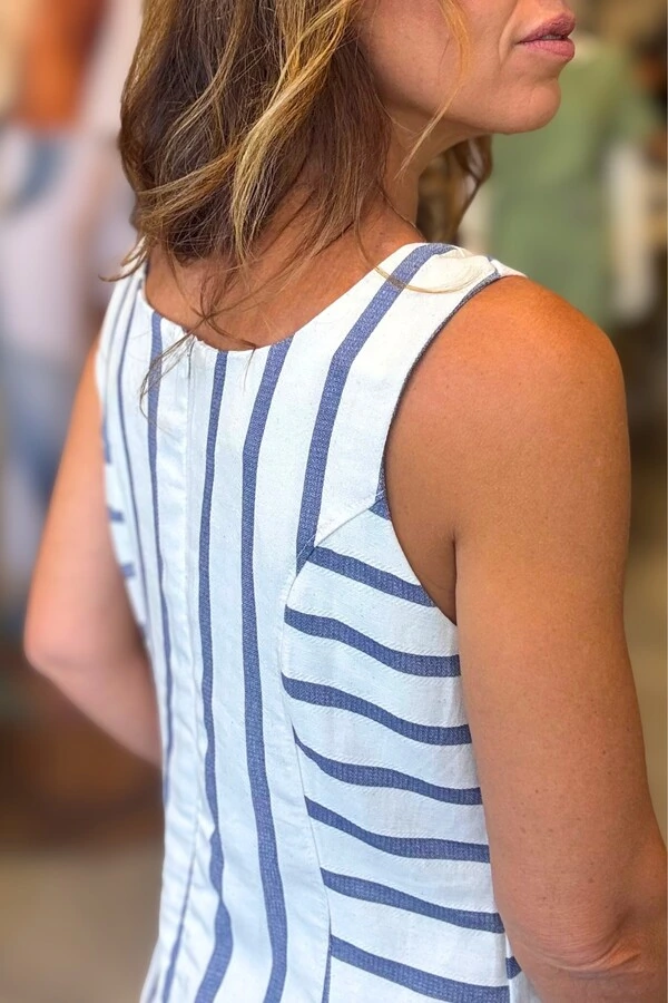 Vestido Listras em Viscolinho