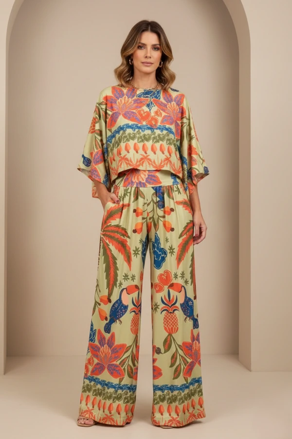 Pantalona Celeste Tecido Fluity