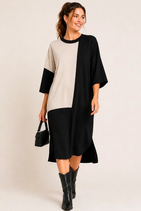 Vestido Bicolor Toronto em Moletinho