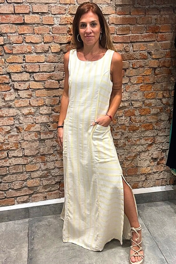 Vestido Listras em Viscolinho