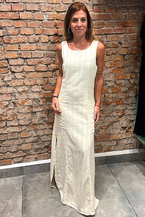 Vestido Listras em Viscolinho