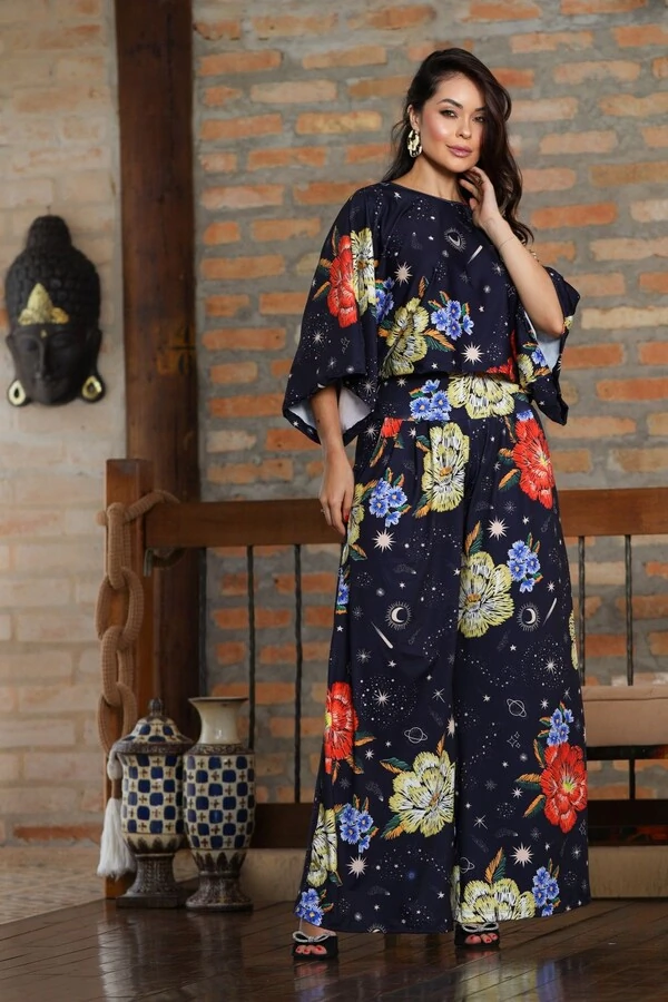 Pantalona Celeste Tecido Fluity