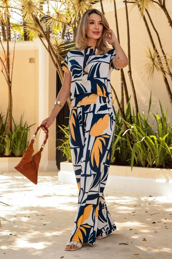 Calça Pantalona Sublime em Malha Crepiada