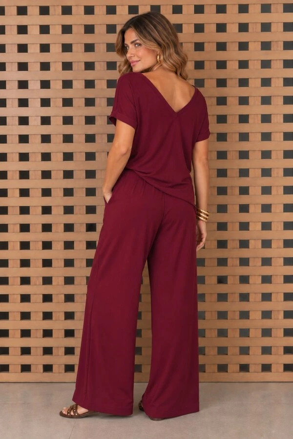 Blusa Decote V Frente e Costas