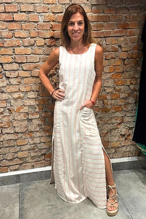 Vestido Listras em Viscolinho