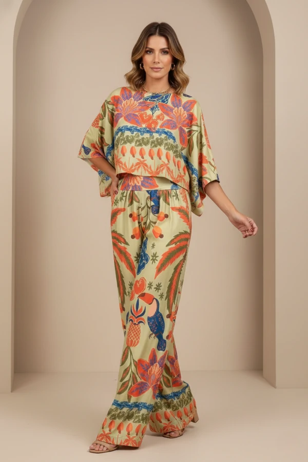 Pantalona Celeste Tecido Fluity