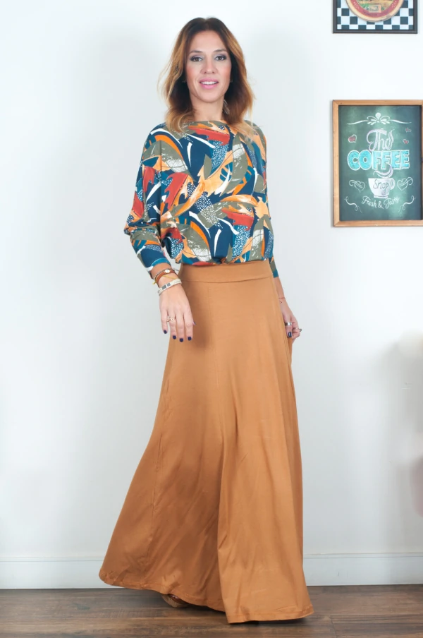 Saia Longa Com Recortes Lisa