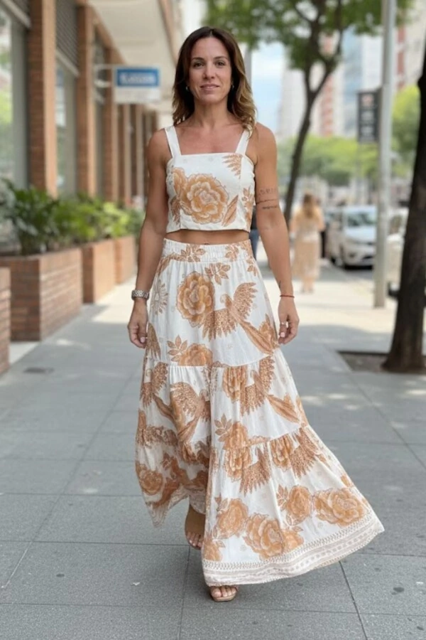 Conjunto Saia e Top em viscose