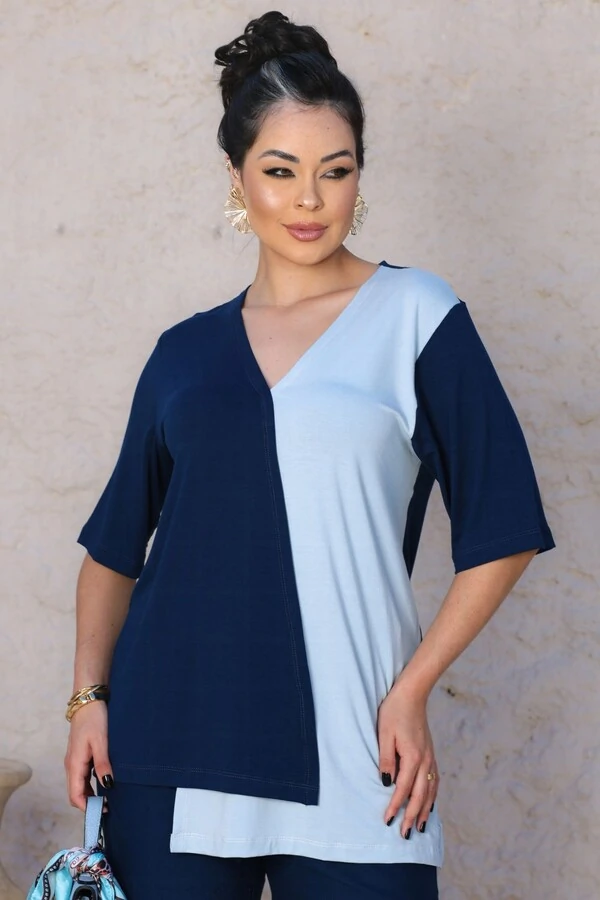 Blusa Bicolor em malha Serena