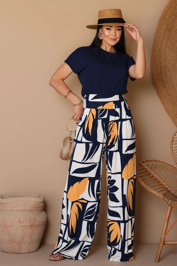 Calça Pantalona Sublime em Malha Crepiada