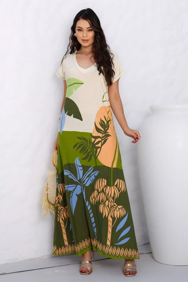 Vestido em Malha Estampado Alba