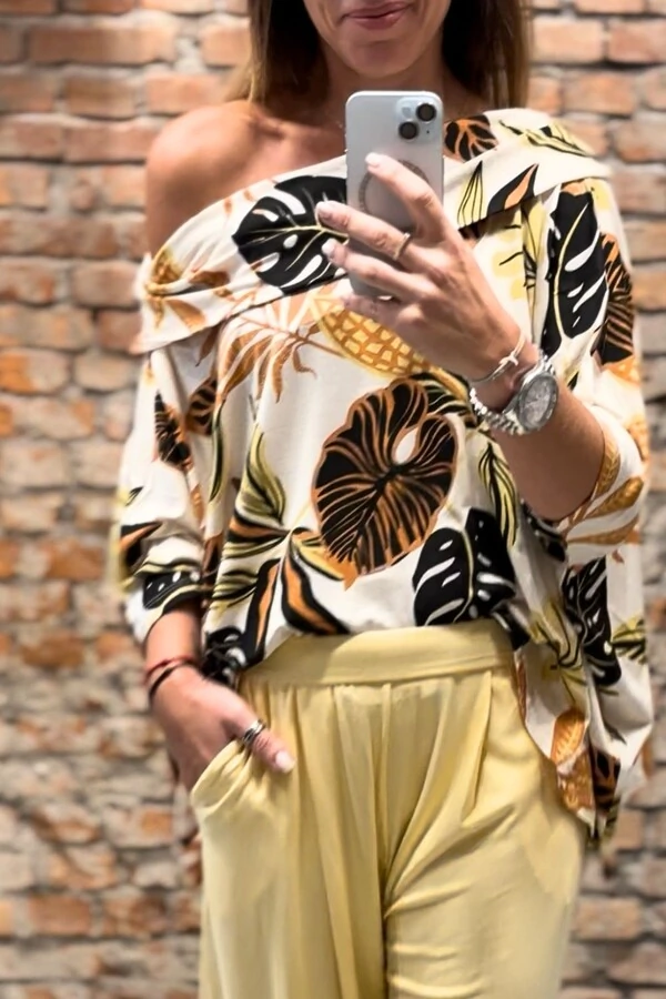 Blusa Ombro a Ombro Areta Estampada