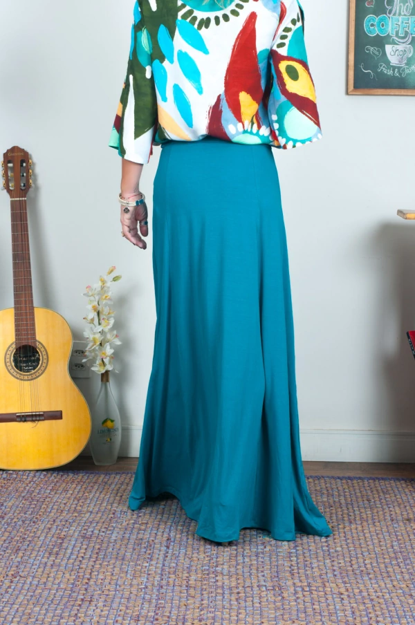 Saia Longa Com Recortes Lisa