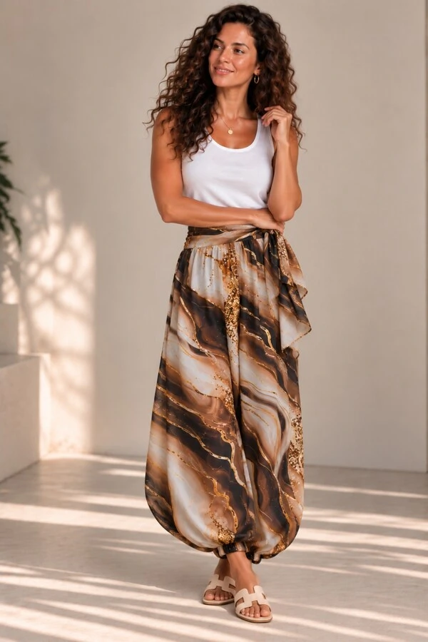 Calça aladim Jade em Tule