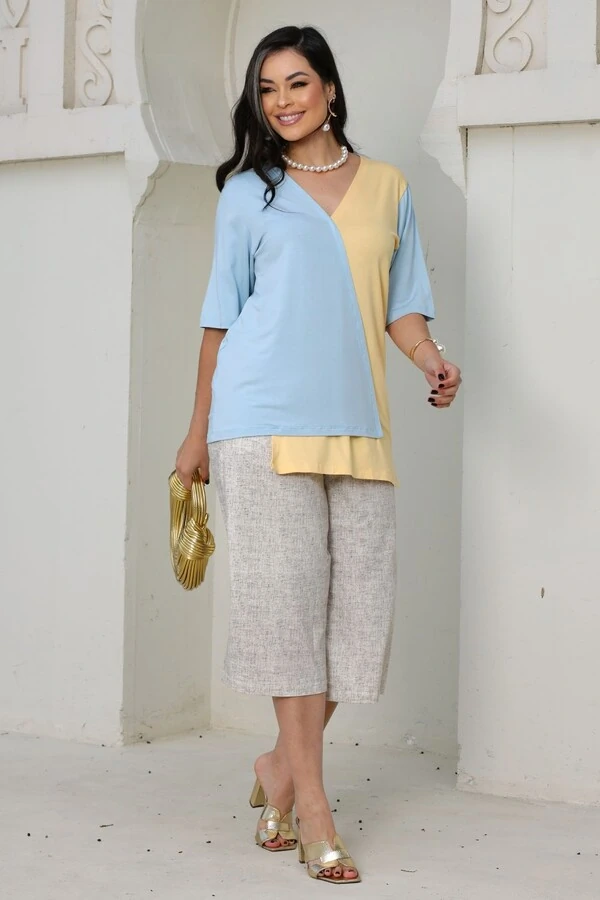 Blusa Bicolor em malha Serena