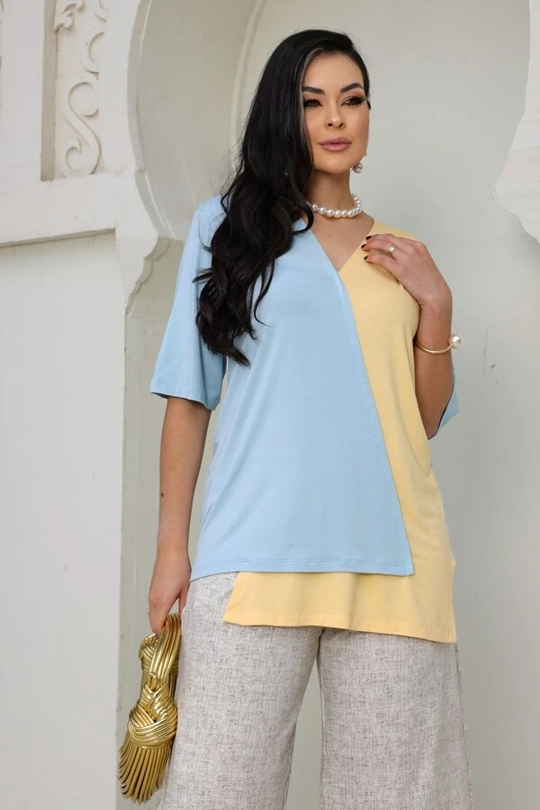 Blusa Bicolor em malha Serena