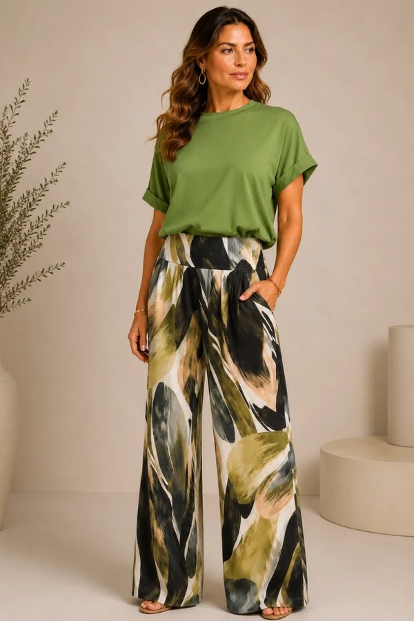 Pantalona Celeste Tecido Fluity