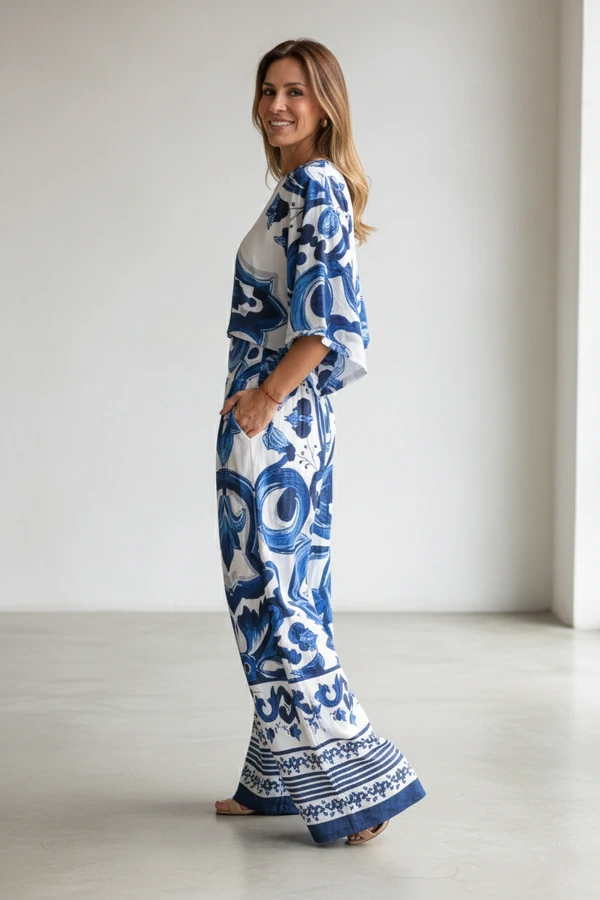 Pantalona Celeste Tecido Fluity