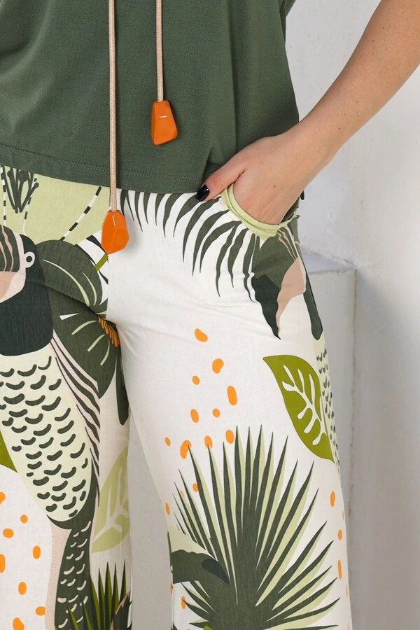 Calça Pantalona Mel Estampada