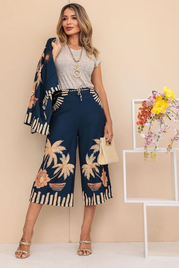 Conjunto Céu e Mar Pantacourt + Kimono VIP