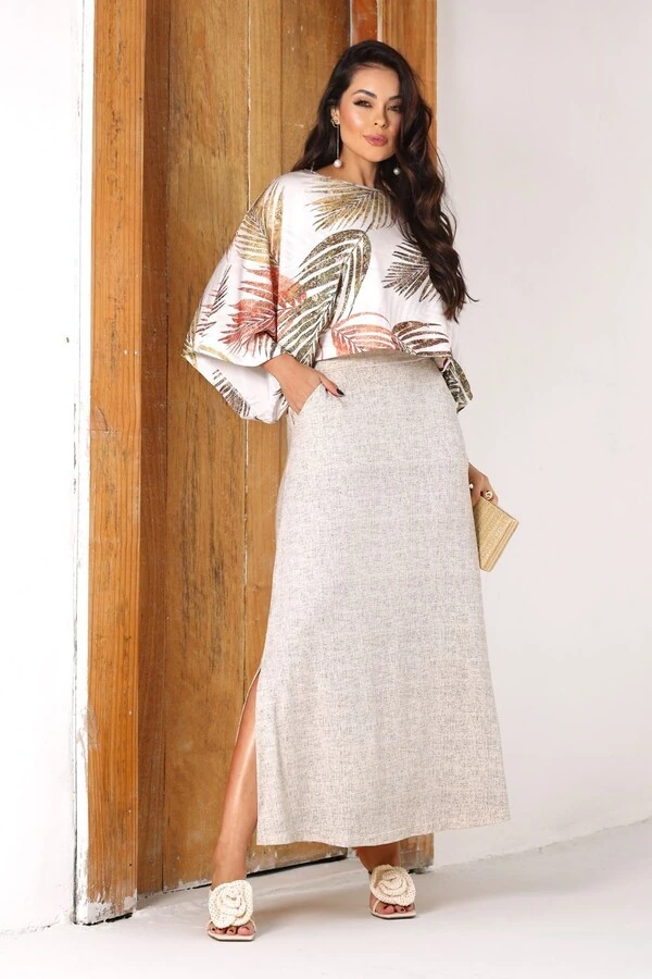 Saia Midi em malha Nara