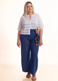 Cardigan Listrado Tricot Modal