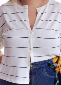 Cardigan Listrado Tricot Modal