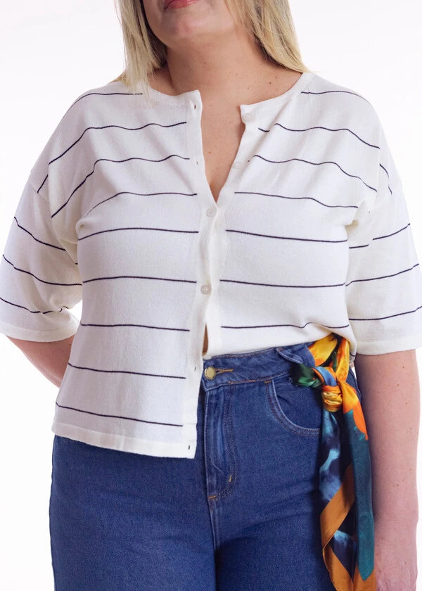 Cardigan Listrado Tricot Modal