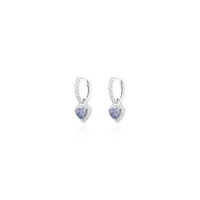 Argola Pingente Love Tanzanita em Prata 925