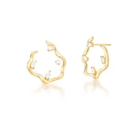 Argola Frontal com Cristais Gotas Banhado a Ouro
