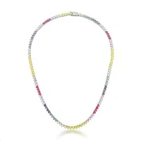 Colar Riviera 3 Pontos Colors Rodio Branco