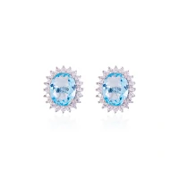 Brinco Mallorca oval M Água Luxo Prata 925