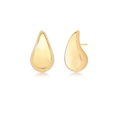 Foto Brinco Gota G Lisa Banho em Ouro 18K