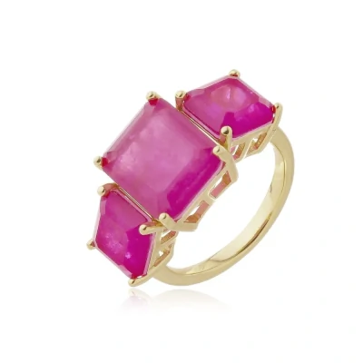 Foto Anel Pink Flash banhado a ouro