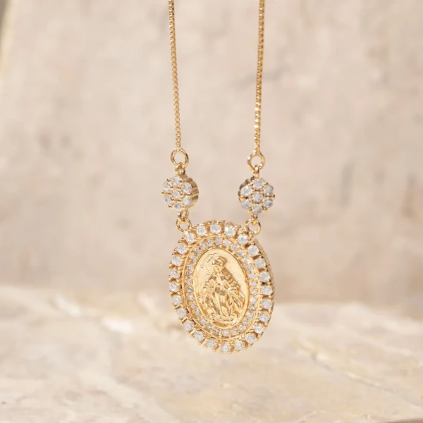 Colar Nossa Senhora Banho Ouro
