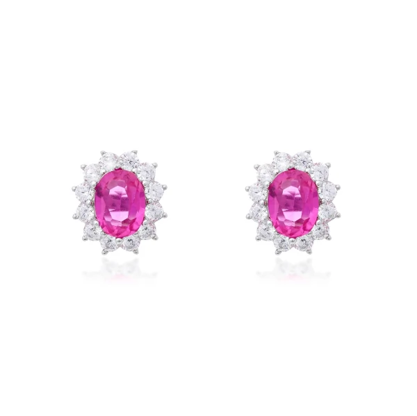 Brinco Princess Pink Luxo Prata 925