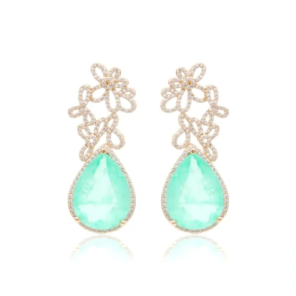 Brinco Le Jardin com colombiana fusion banhado a ouro 18k
